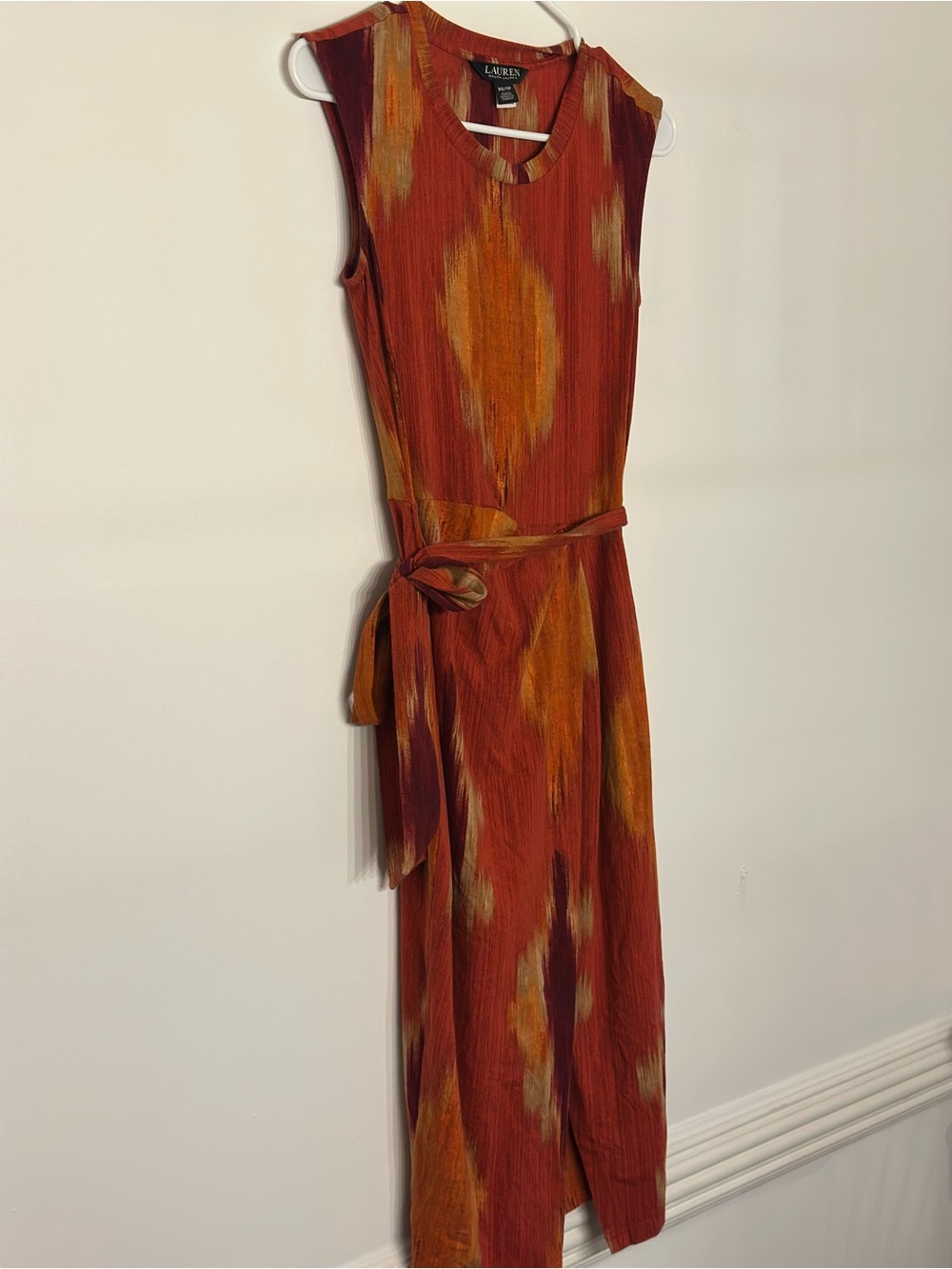Lauren Ralph Lauren Abstract Print Belted Maxi Dress XS
